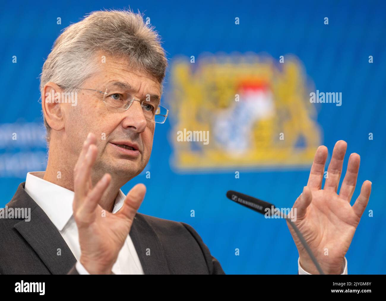Munich, Germany. 08th Sep, 2022. Michael Piazolo, (Freie Wähler) Minister of State for Education and Cultural Affairs, attends a press conference to mark the start of the new 2022/2023 school year. Credit: Peter Kneffel/dpa/Alamy Live News Stock Photo