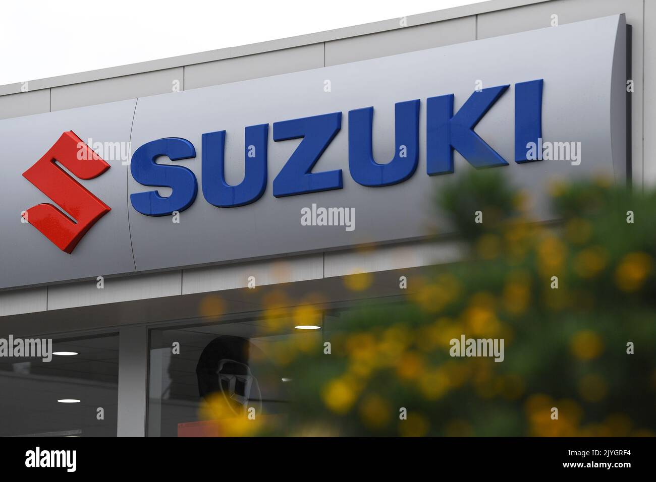 General view of signage at a Suzuki car dealership in Melbourne, Monday