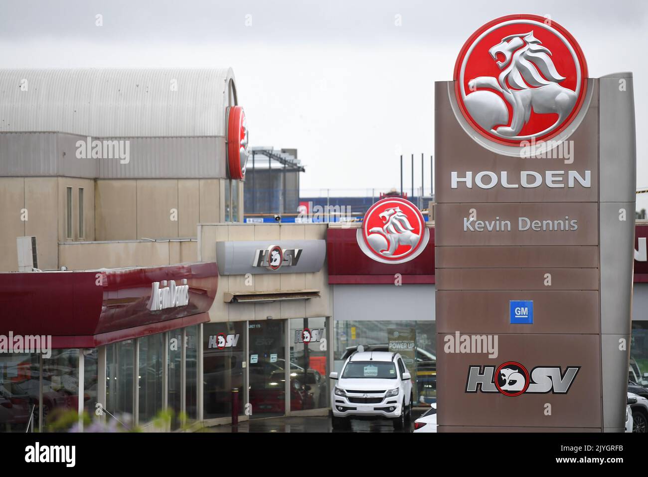 General view of signage at a Holden car dealership in Melbourne, Monday