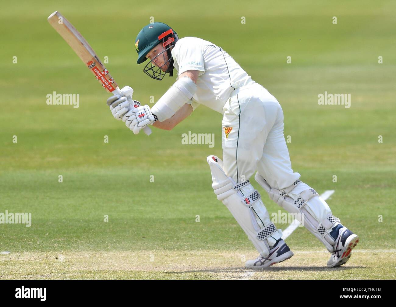 Charlie Wakim of the Tigers bats during day 2 of the Round 2 Marsh