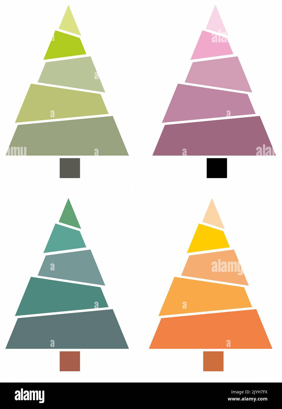 Christmas tree pattern. A set of four Christmas trees. Vector