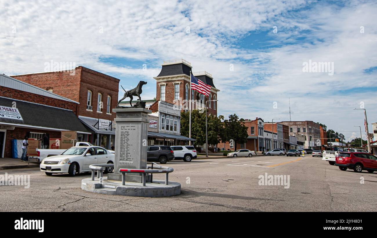 Union Springs, Alabama, USA Sept. 6, 2022 View of historic downtown