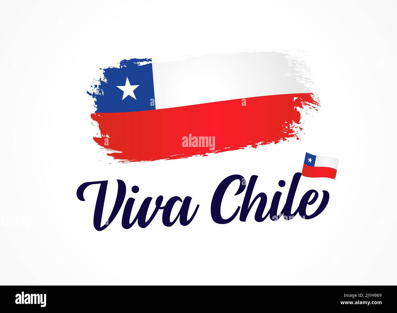 Viva Chile, translation: Long live Chile. Vector flag and lettering text. Chilean independence day, traditional holiday concept Stock Vector