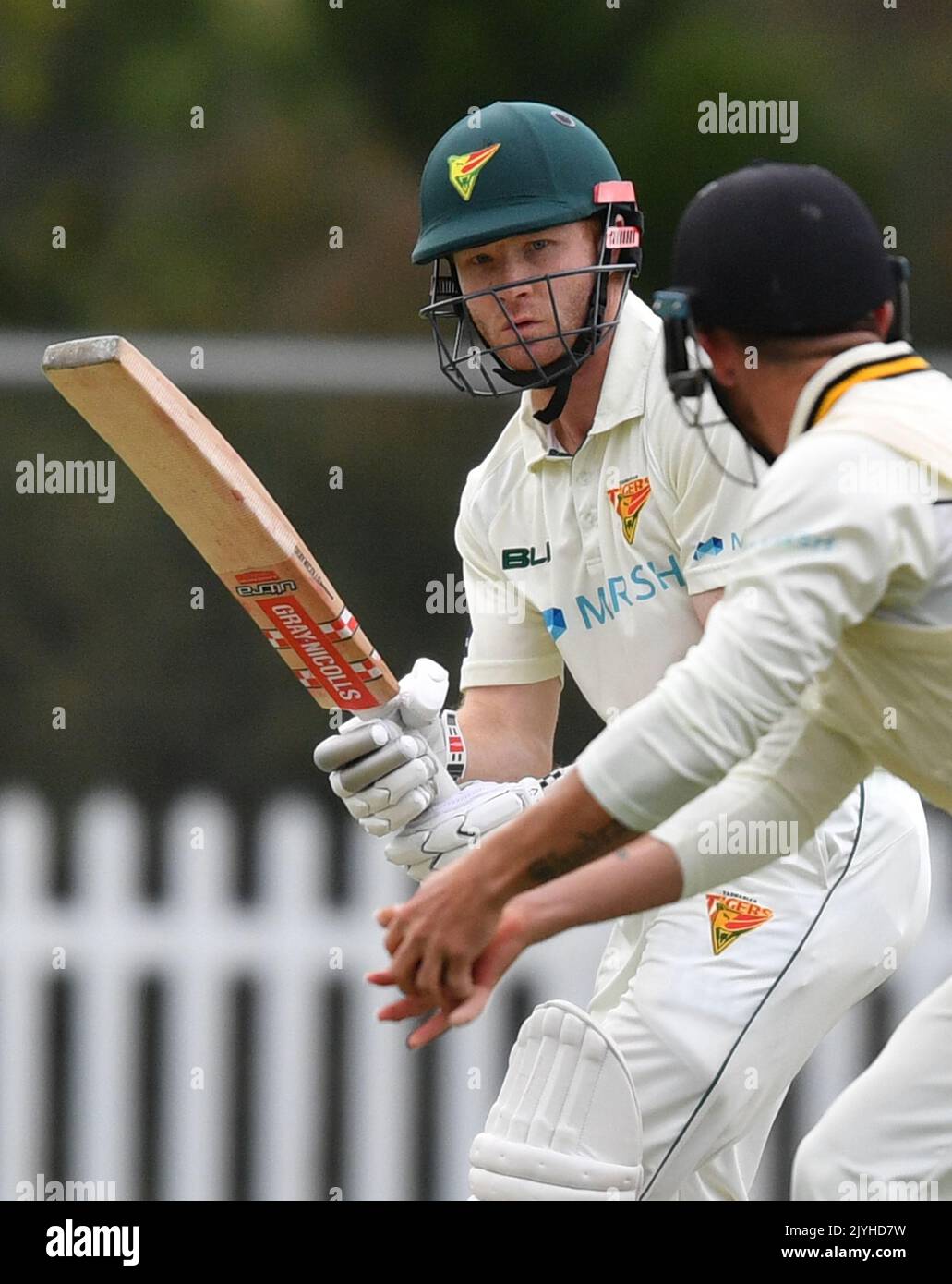 Charlie Wakim of the Tigers bats during day 1 of the Round 3 Marsh