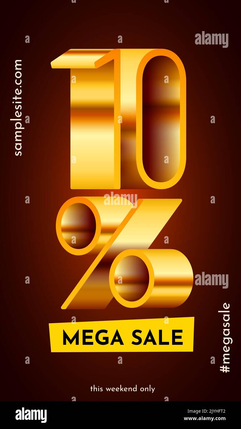 10 percent Off. Discount creative composition. Mega Sale or 10 percent