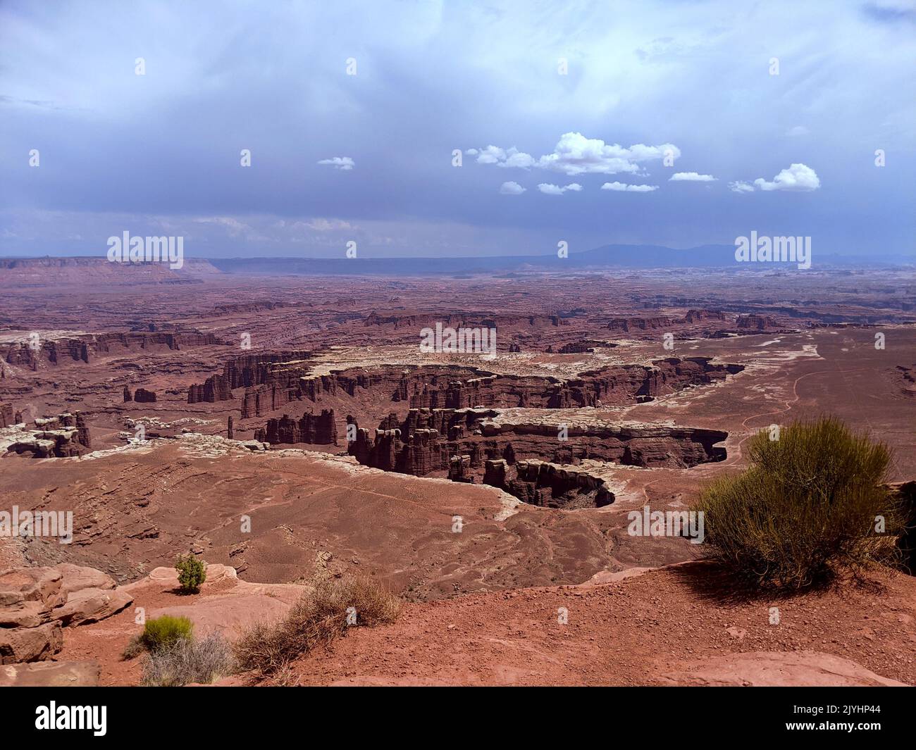 Canyon from Canyonlands National Park with a grey sky above Stock Photo