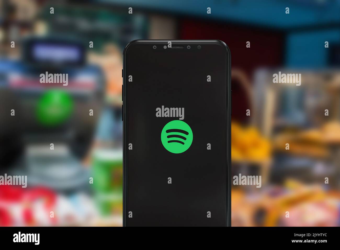 New York, USA - 1 September 2022: Spotify app on phone screen, Illustrative Editorial Stock Photo