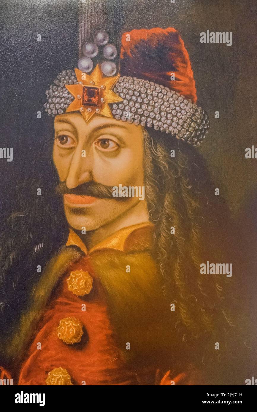 Romania, Transylvania, Bran, Dracula castle, Portrait on canvas of Vlad III Stock Photo