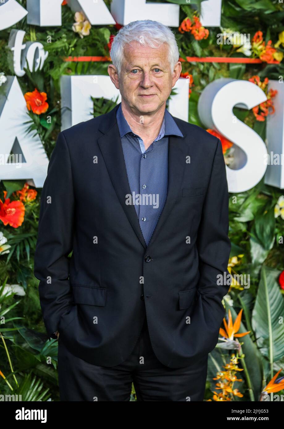 Richard Curtis attends the world premiere of Ticket To Paradise at Odeon Luxe Leicester Square in London. Stock Photo