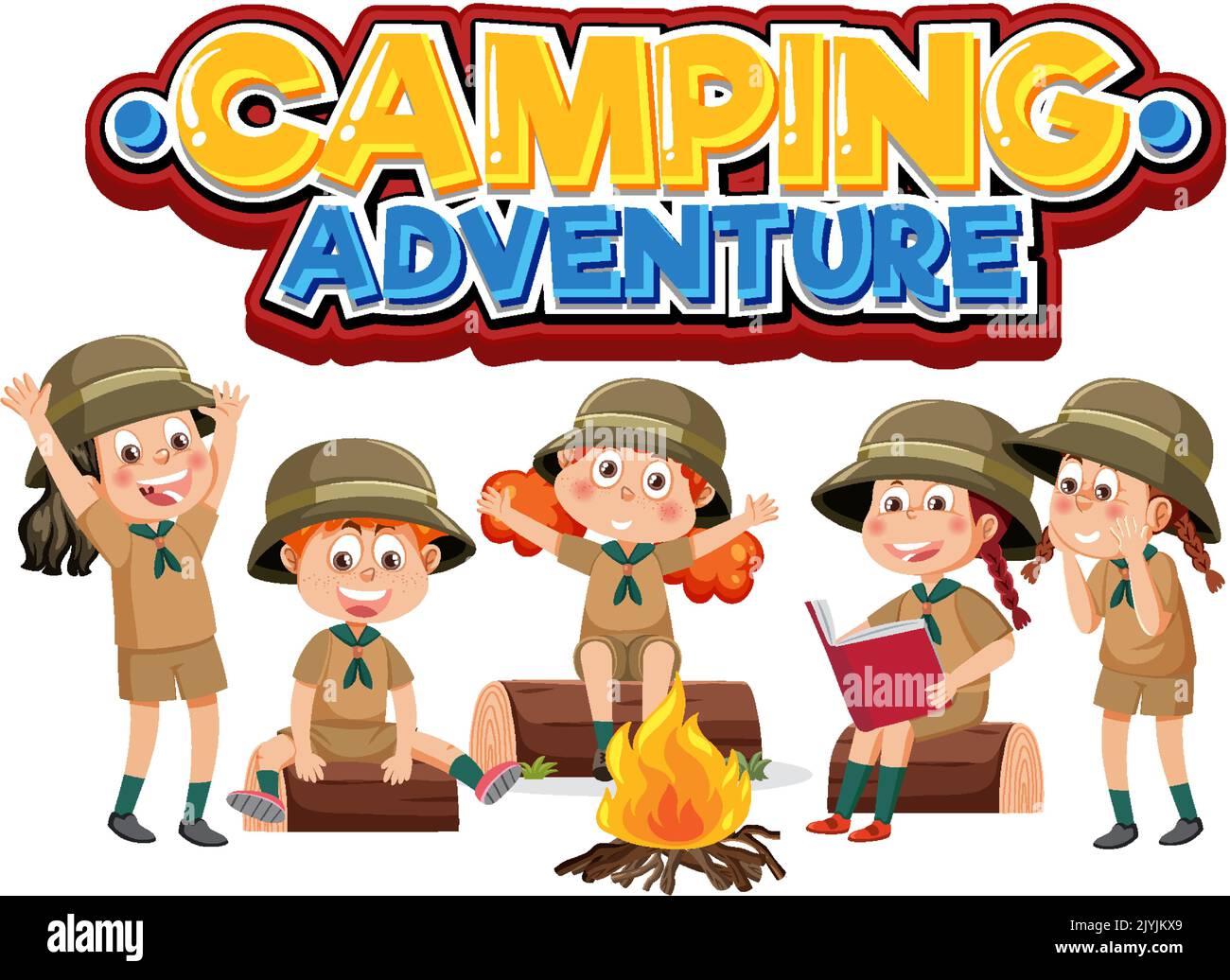 Group of children camping out illustration Stock Vector Image & Art - Alamy