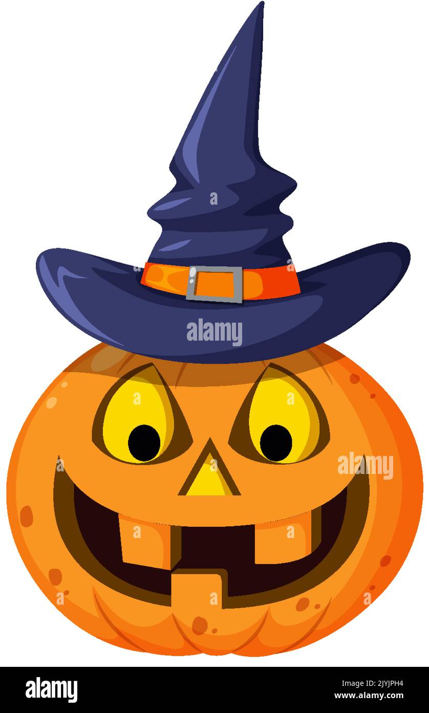Halloween Pumpkin Wearing Witch Hat illustration Stock Vector Image ...