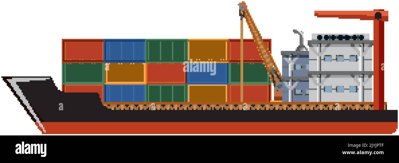 Cargo ship with containers illustration Stock Vector Image & Art - Alamy