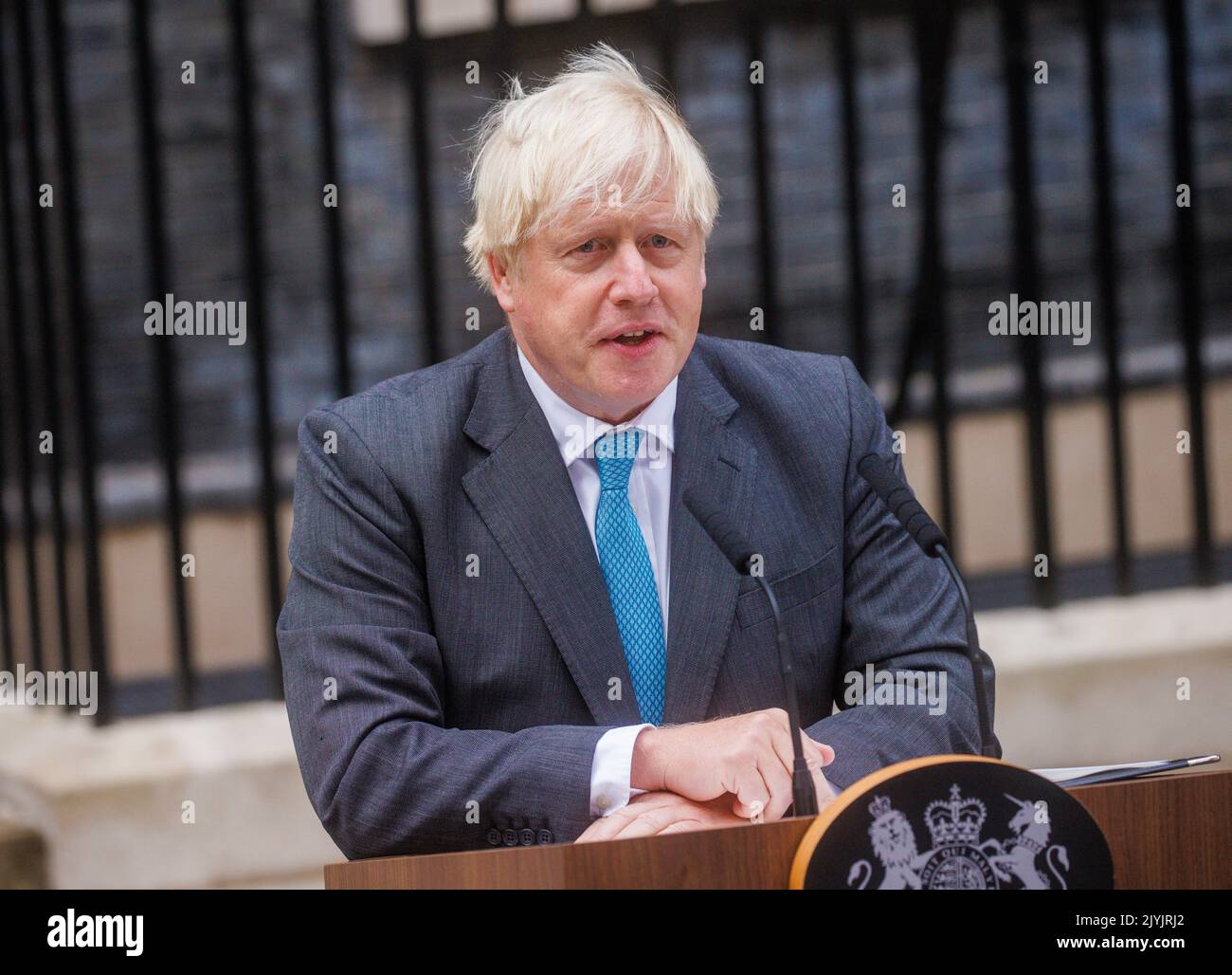 Liz truss announces resignation prime hi-res stock photography and