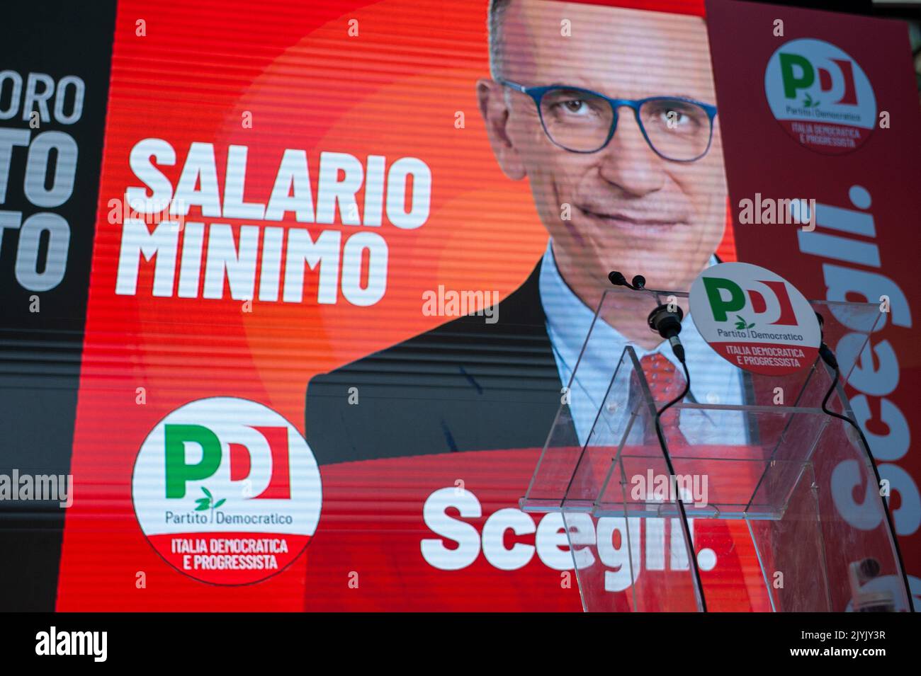 Rome, Italy 06/09/2022: Democratic party opening of election campaign, SS Apostoli square. © Andrea Sabbadini Stock Photo