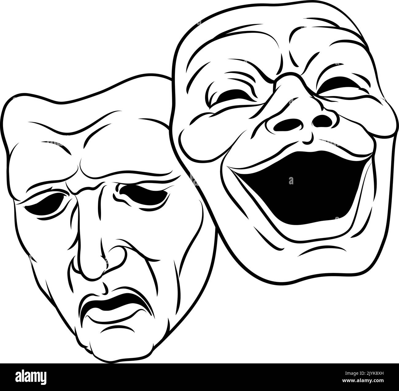Theater Or Theatre Drama Comedy And Tragedy Masks Stock Vector Image 