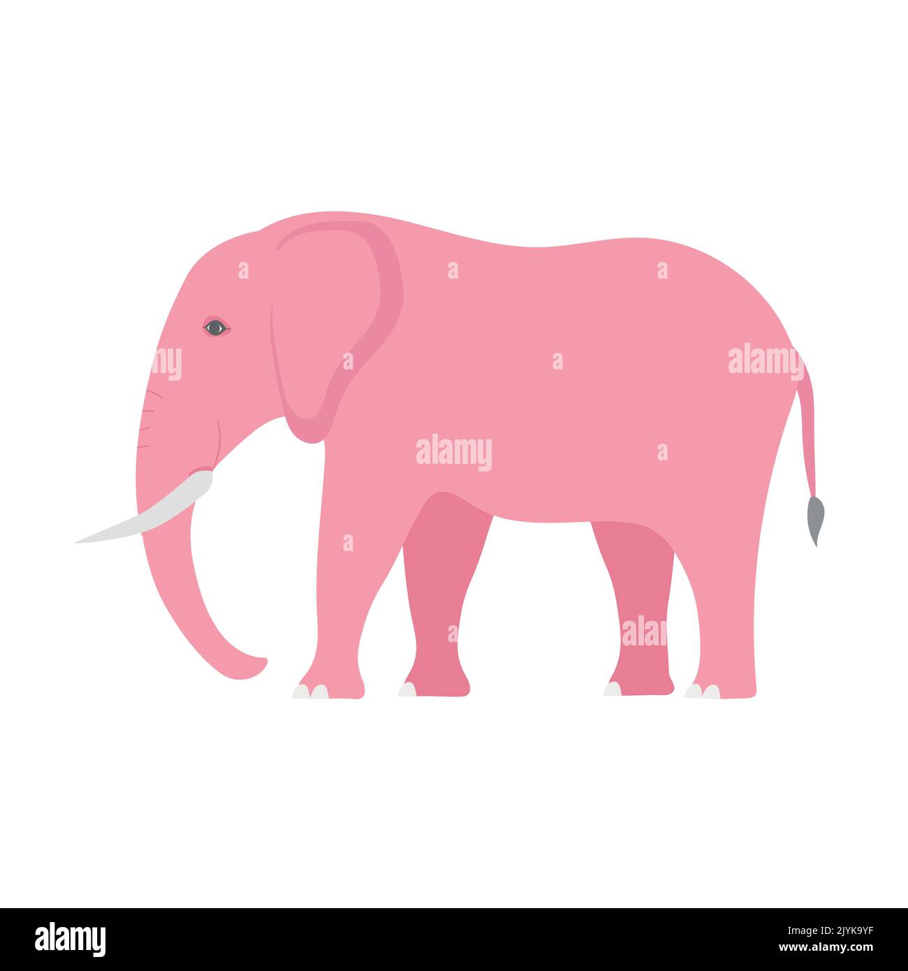 Vector flat hand drawn pink elephant isolated on white background Stock ...