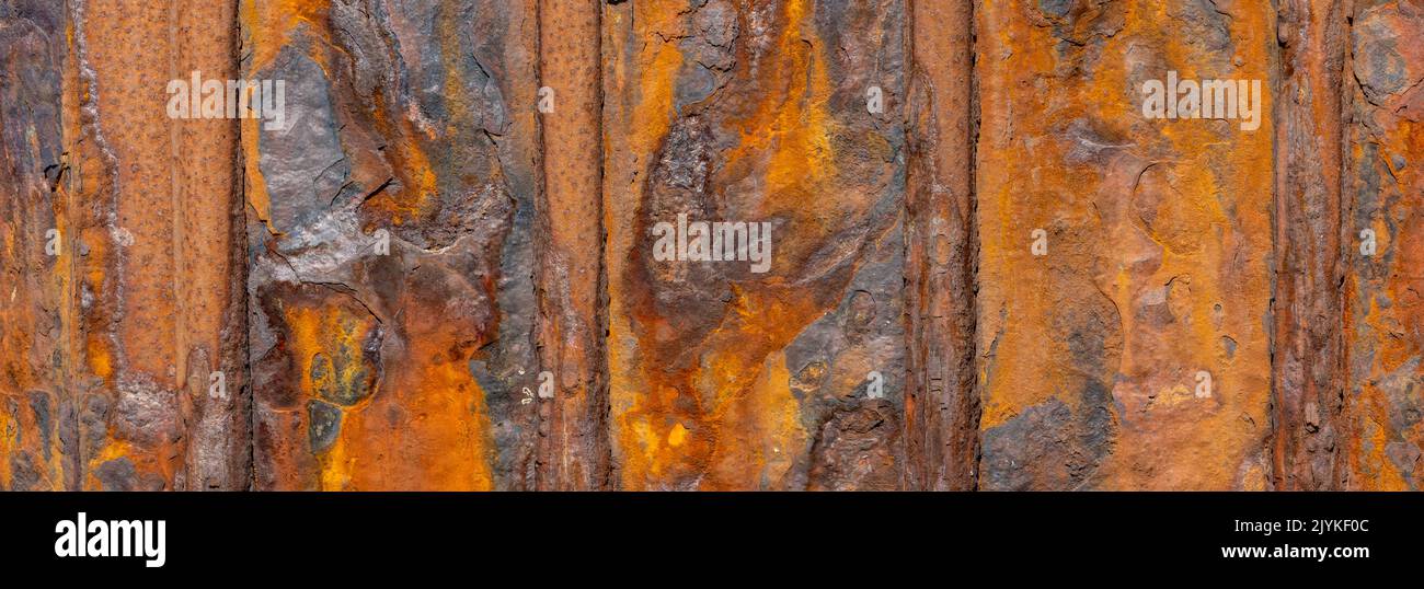Metallic orange rust texture grunge abstract background Stock Photo