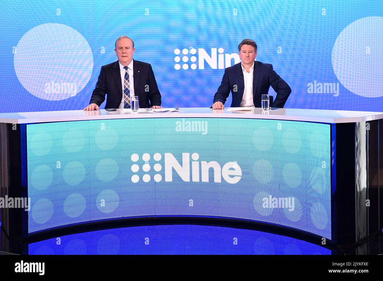 Newly appointed Nine CEO Mike Sneesby (right) is introduced by Nine ...