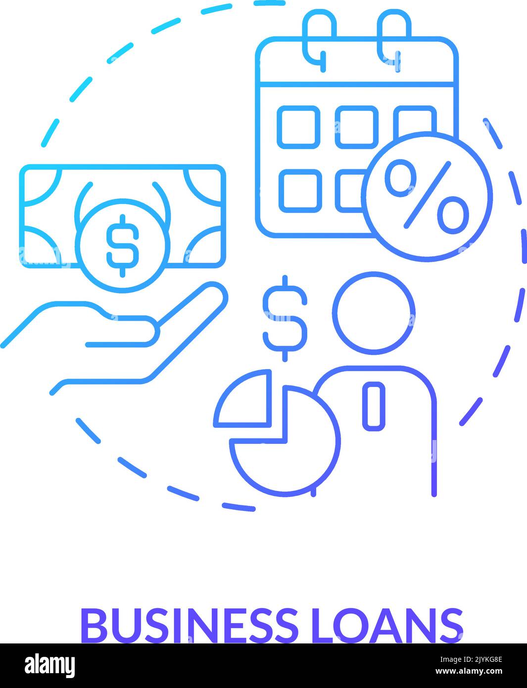 Business loans blue gradient concept icon Stock Vector
