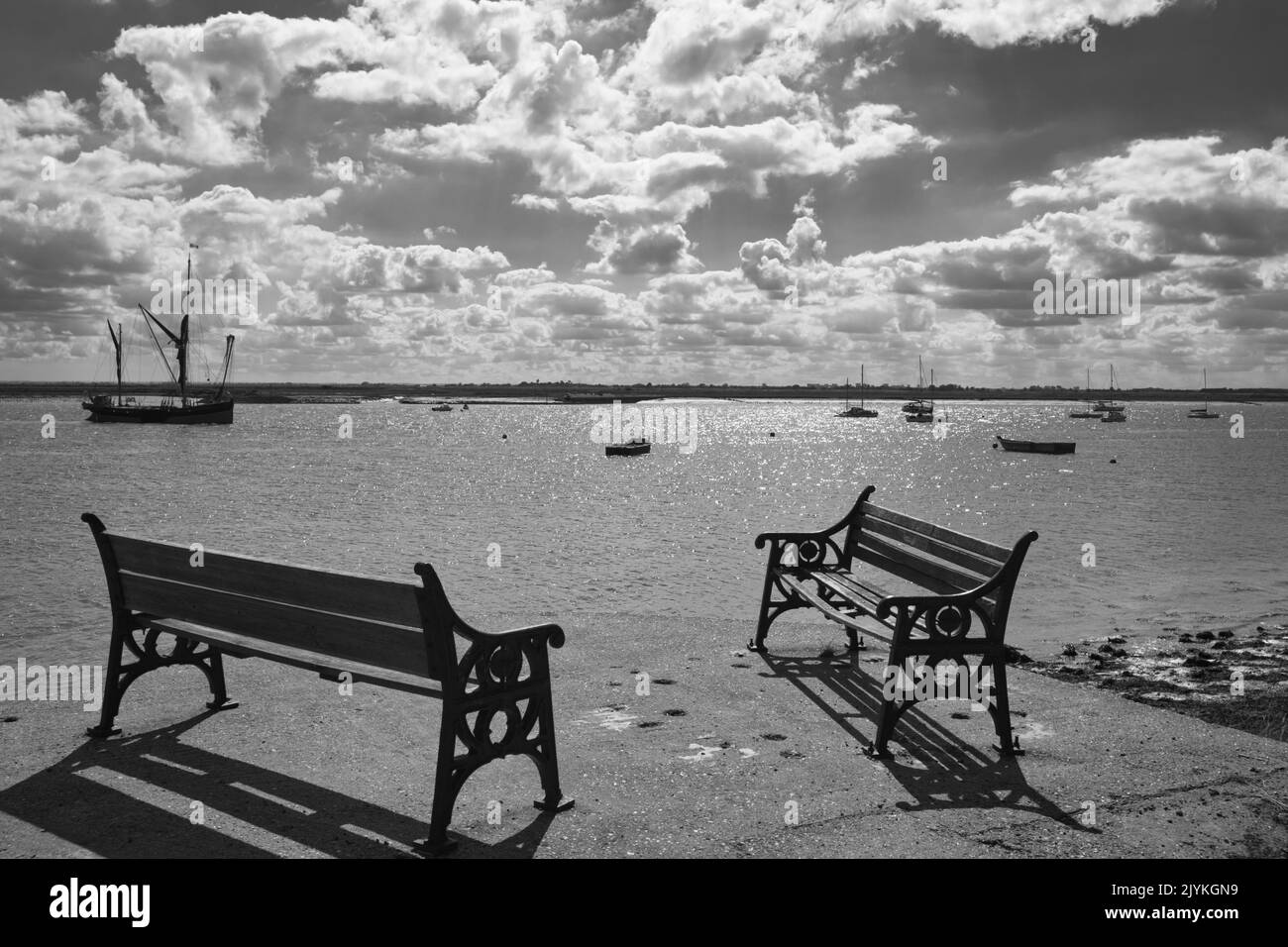 A perfect view and a place for rest, over looking the river Crouch in Burnham on Crouch Stock Photo