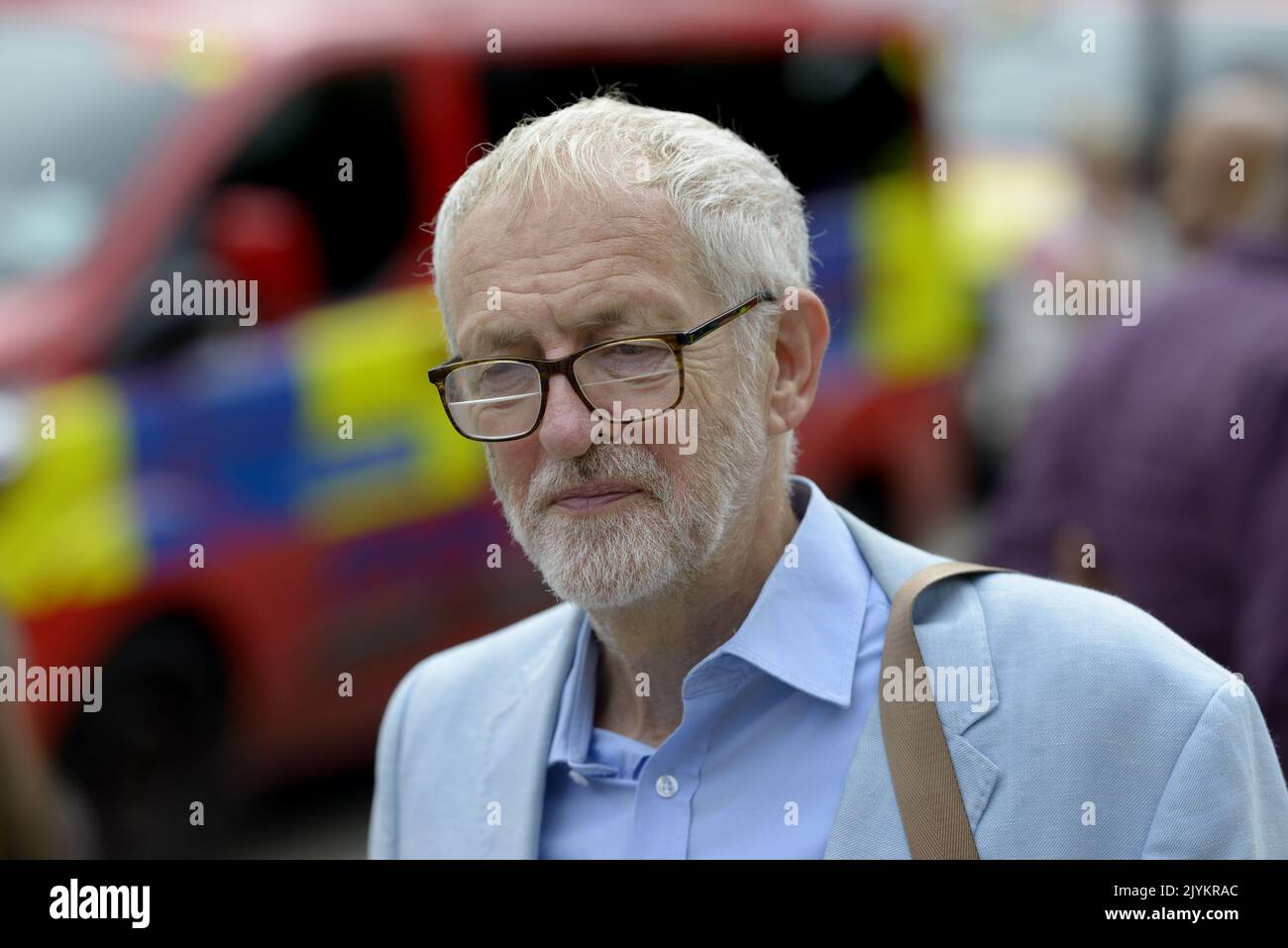 Jeremy Corbyn MP (Independent, former Labour leader) at a rally supporting striking London bus drivers, Westminster September 2022 Stock Photo