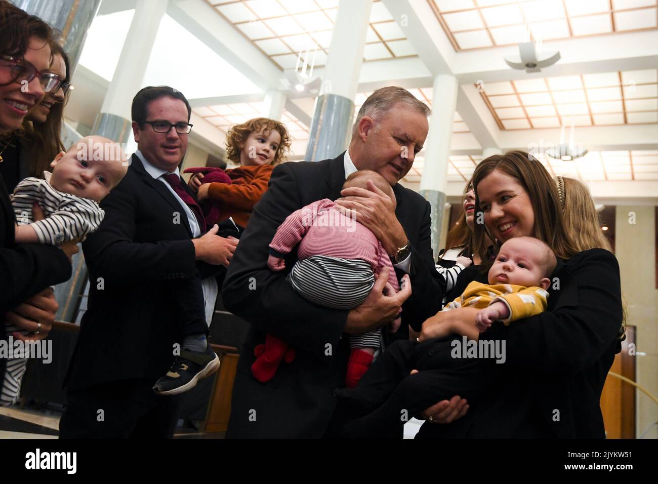 Australian Opposition Leader Anthony Albanese holds baby Benedict as he ...