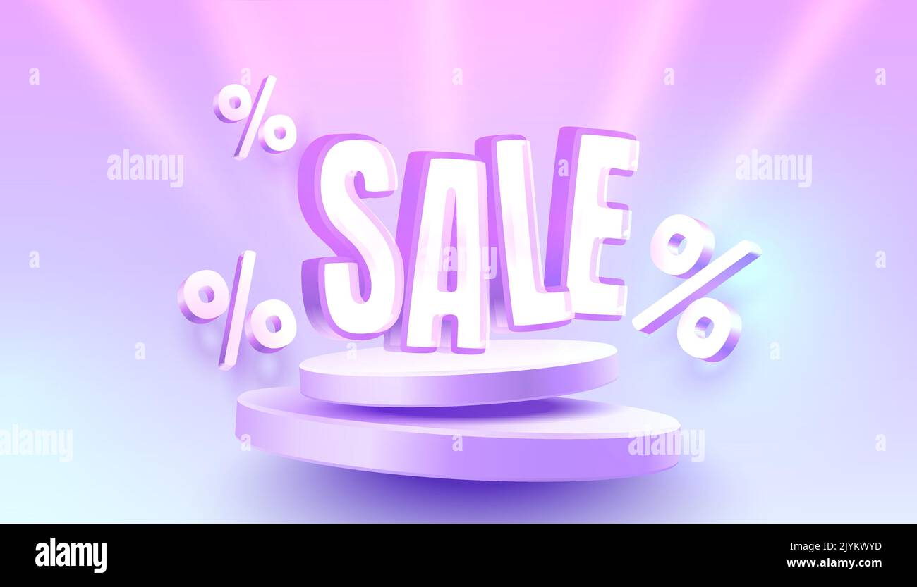 Podium percentage, flyer event product. sale off banner. Vector illustration Stock Vector