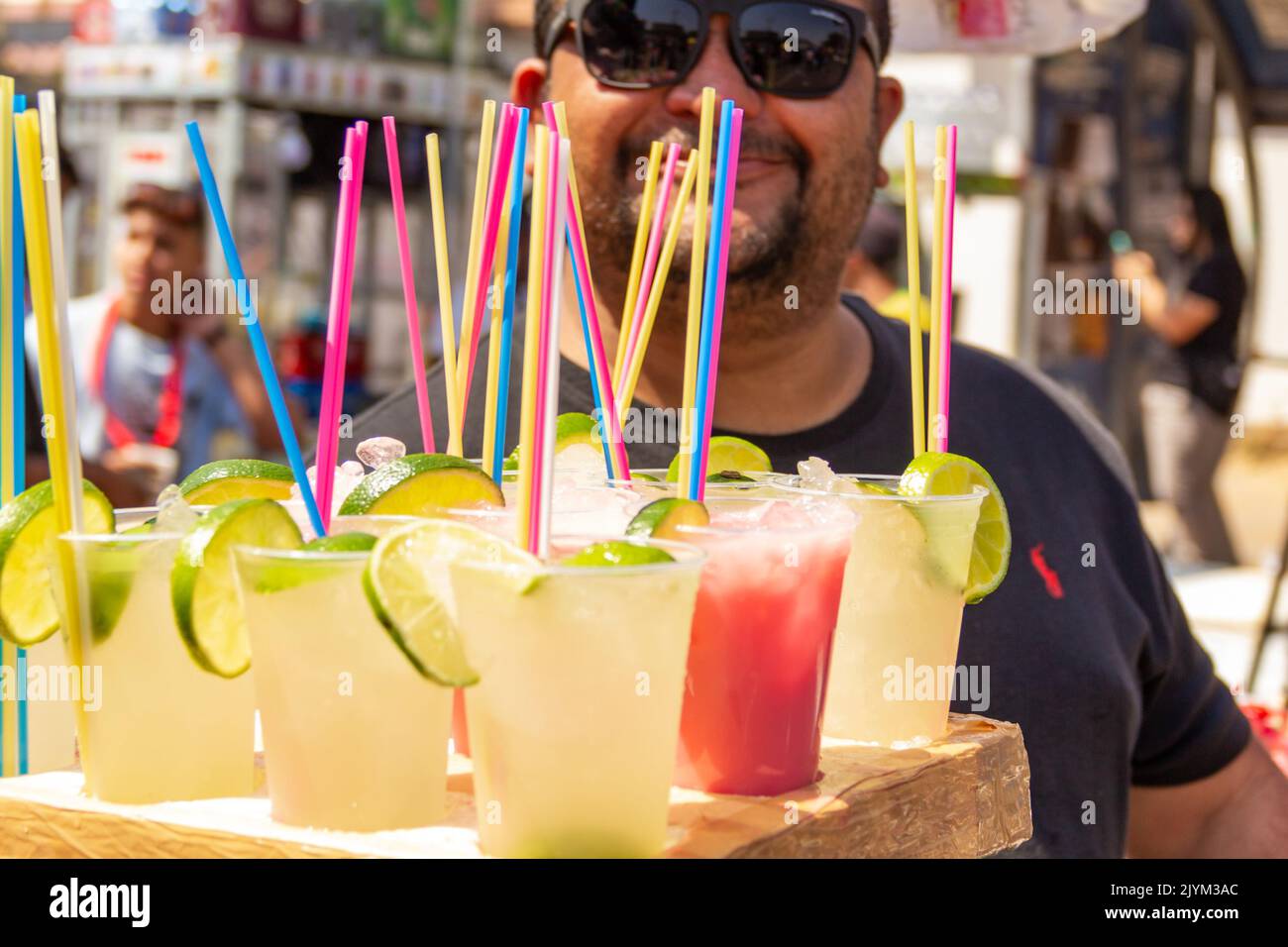 Goiânia, Goias, Brazil – September 04, 2022: Beverage vendor at a street event in Goiania. Photo taken during the LGBTQIA+ Parade. Stock Photo