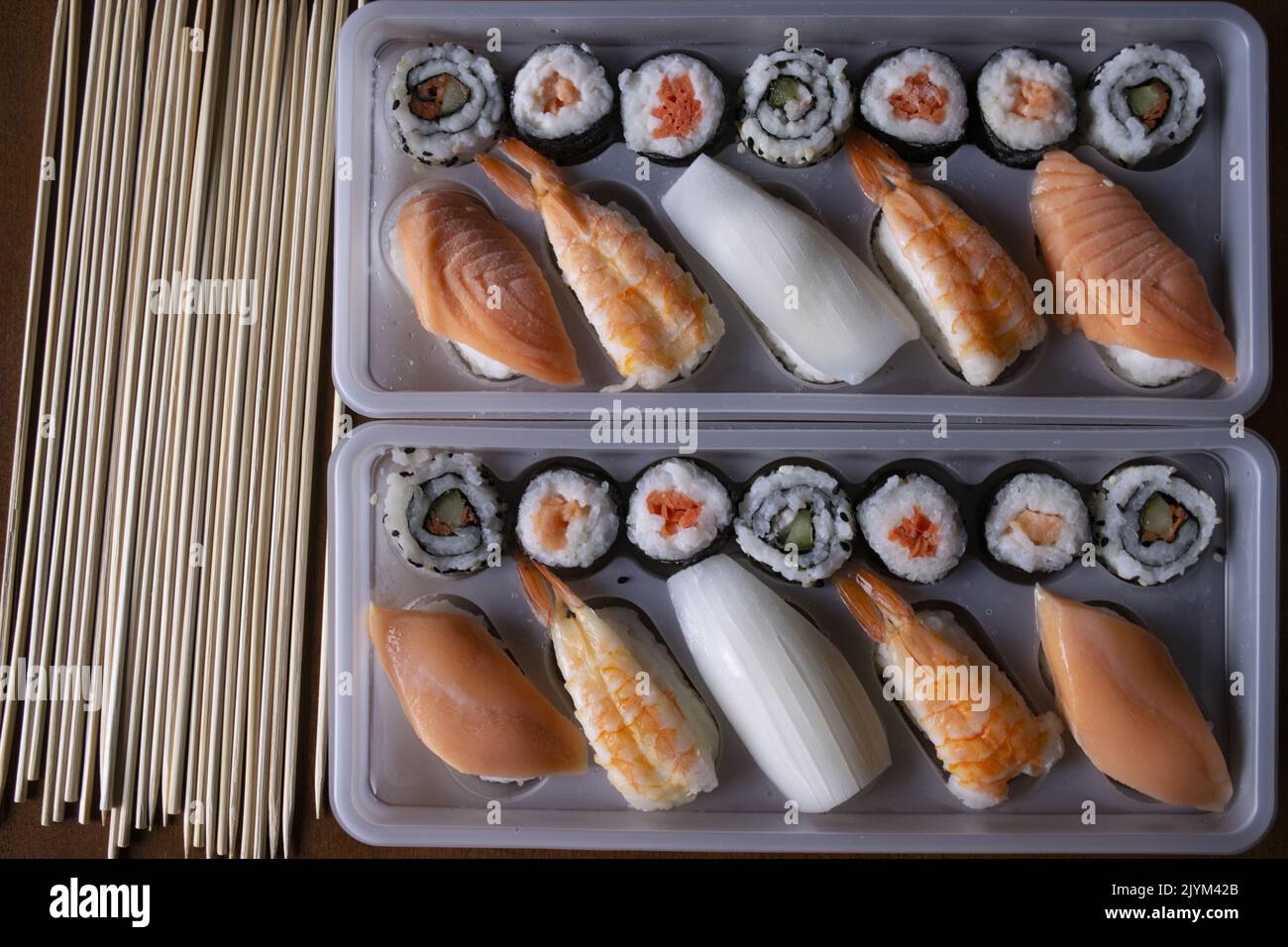 assorted Japanese sushi variety nigiri and  maki Stock Photo