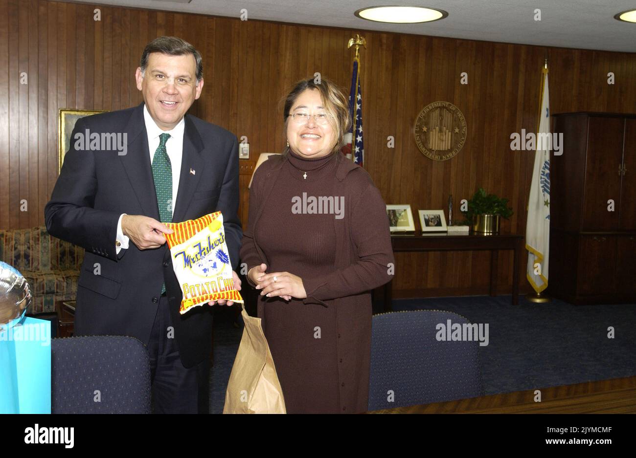 Secretary Mel Martinez with Sarah Moyado. Secretary Mel Martinez with Sarah Moyado Subject