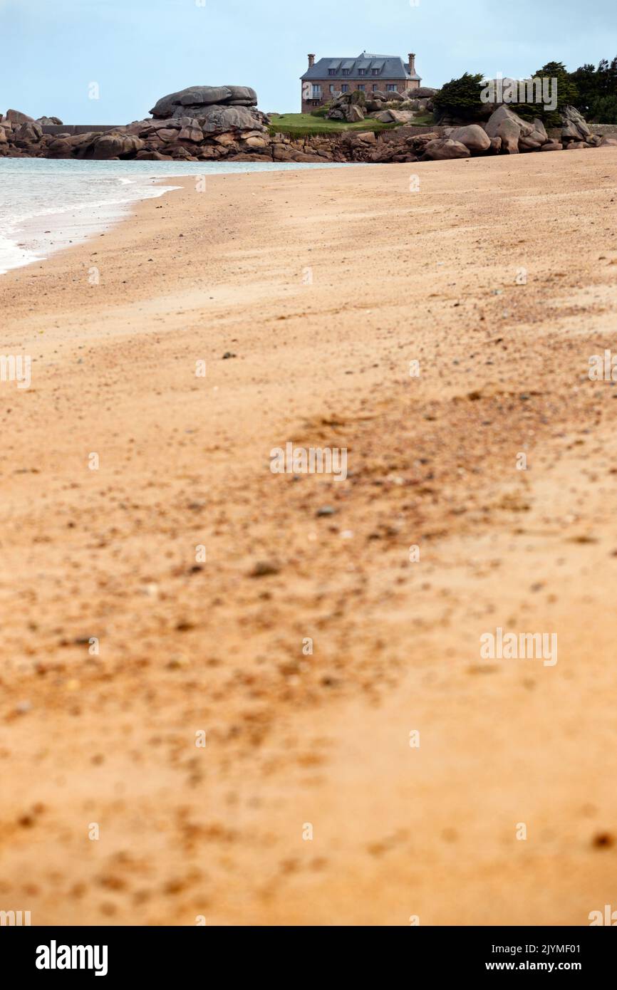 typical Brittany coast at the Tregastel in the north of France Stock ...