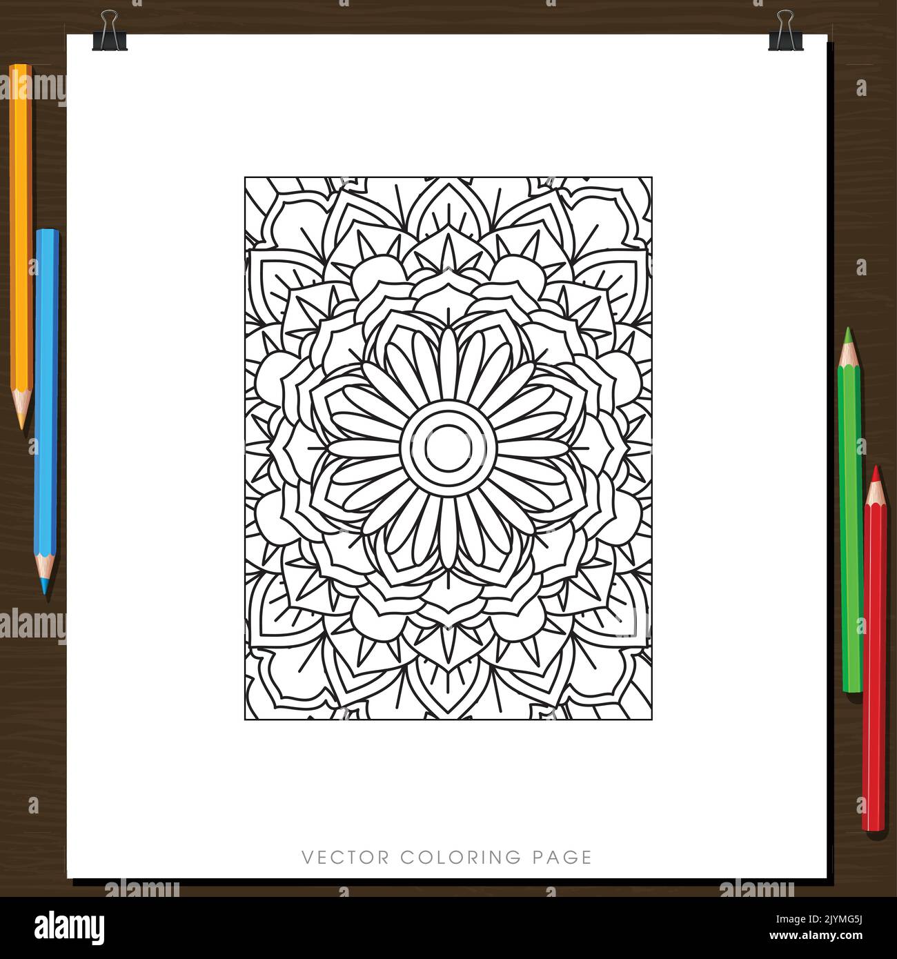 Floral vector for coloring page book, activity page for children and