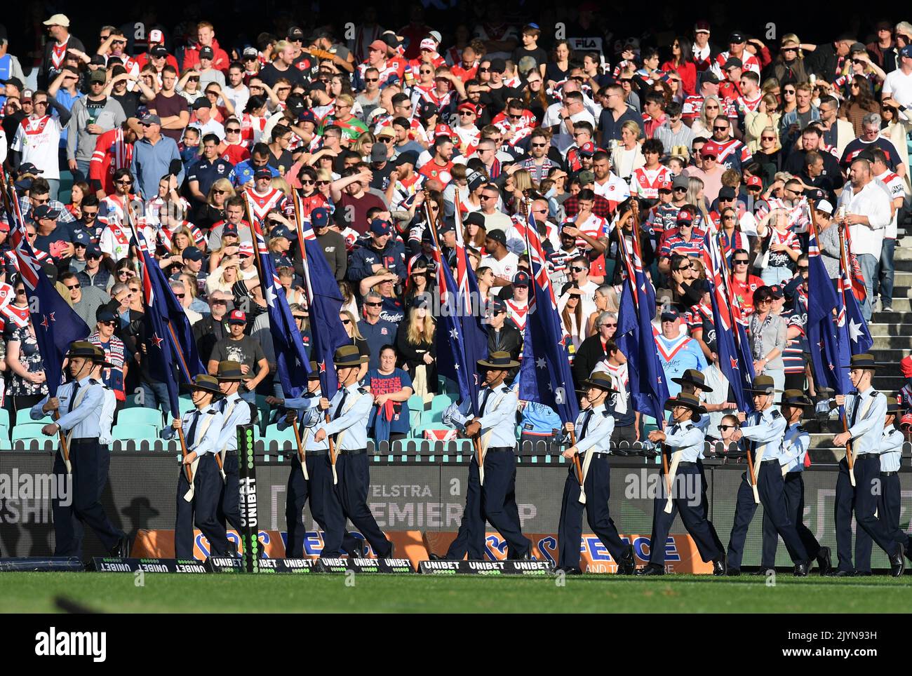 ANZAC Day pre-game commemorations during the Round 7 NRL match between ...