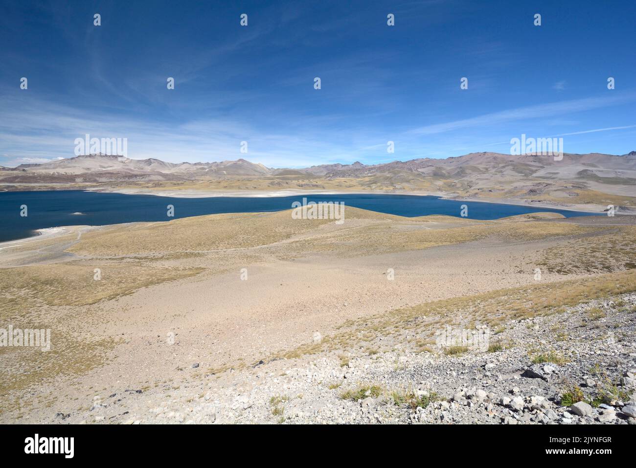 Laguna del Maule, Upper Rio Maule Valley, Andes Mountains, Maule Region, Chile Stock Photo