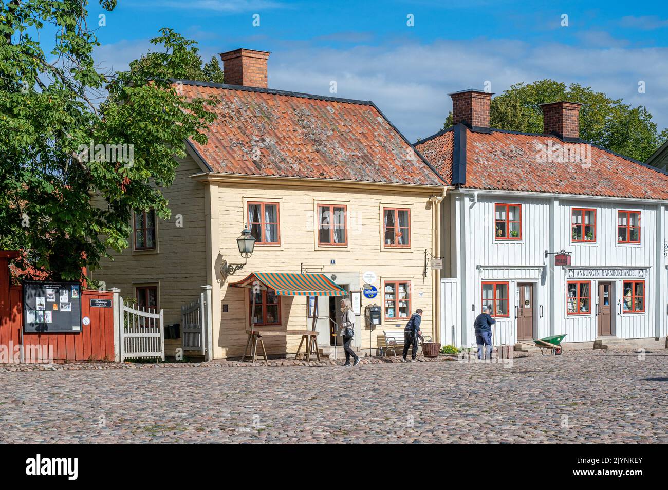 Open-air museum Old Linköping during early fall in Sweden. Historic ...