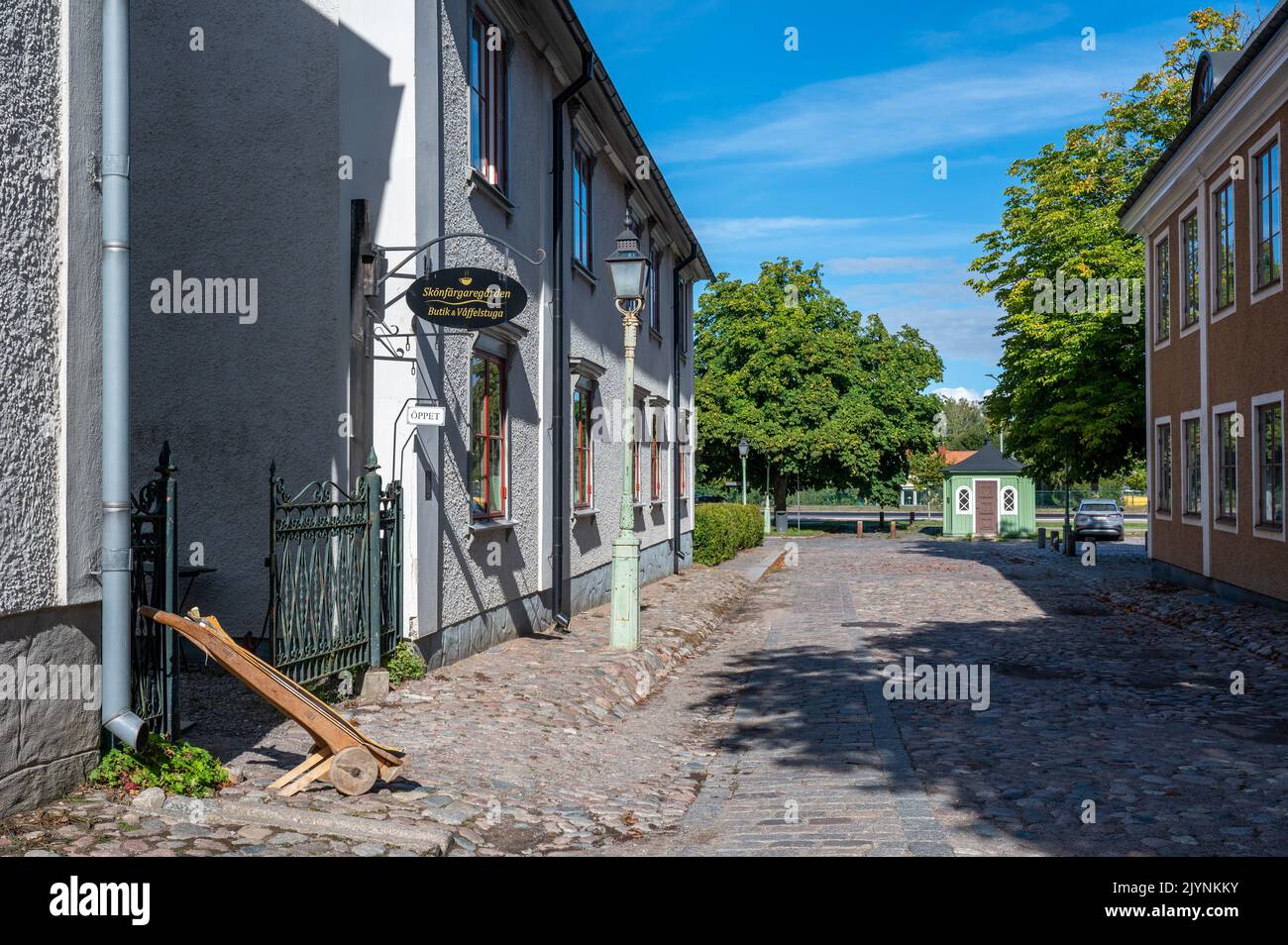 Open-air museum Old Linköping during early fall in Sweden. Historic ...