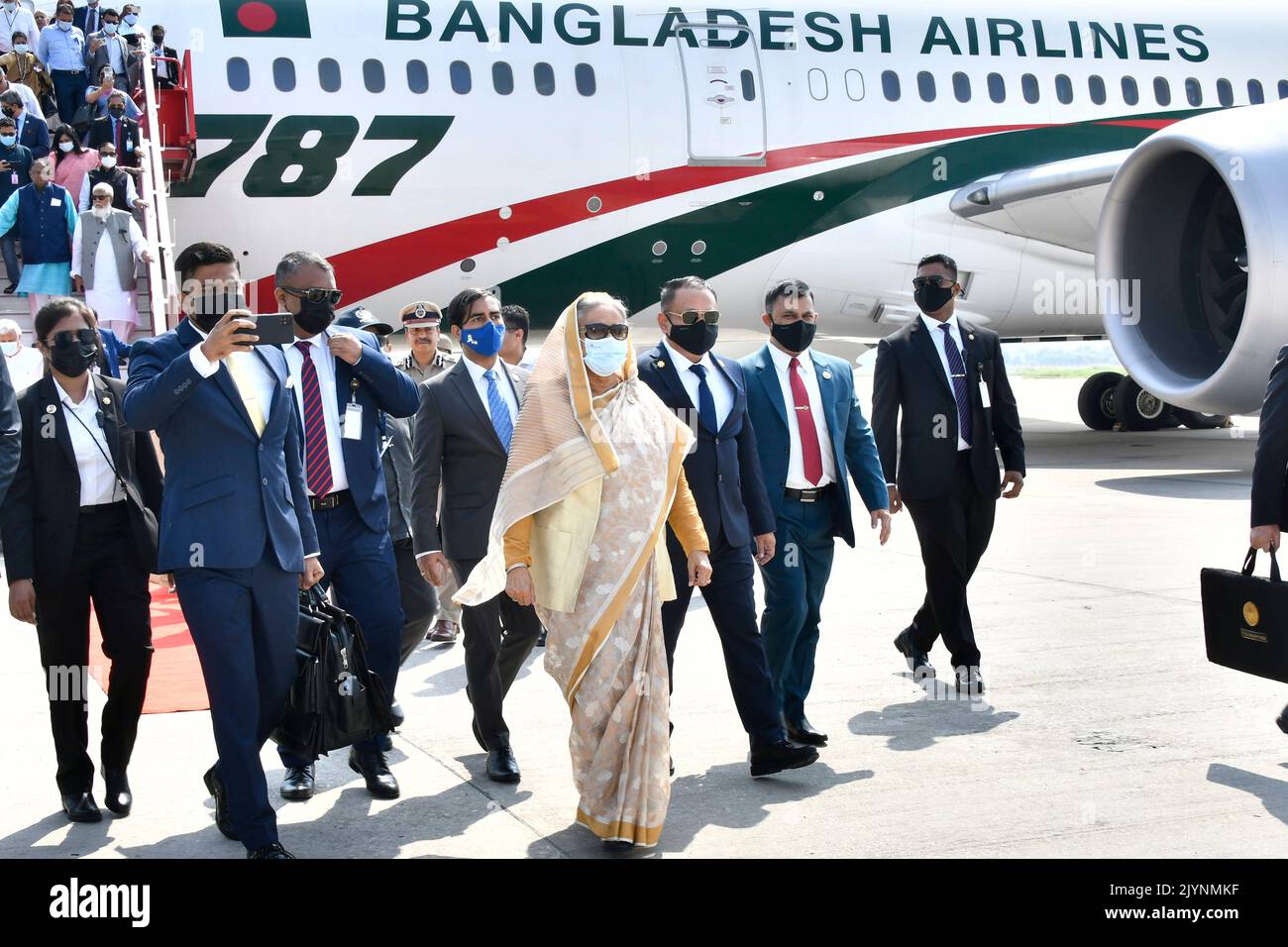 Jaipur, Rajasthan, India. 8th Sep, 2022. Bangladesh Prime Minister Sheikh Hasina arrives at Jaipur International Airport in Rajasthan. (Credit Image: © Sumit Saraswat/Pacific Press via ZUMA Press Wire) Stock Photo