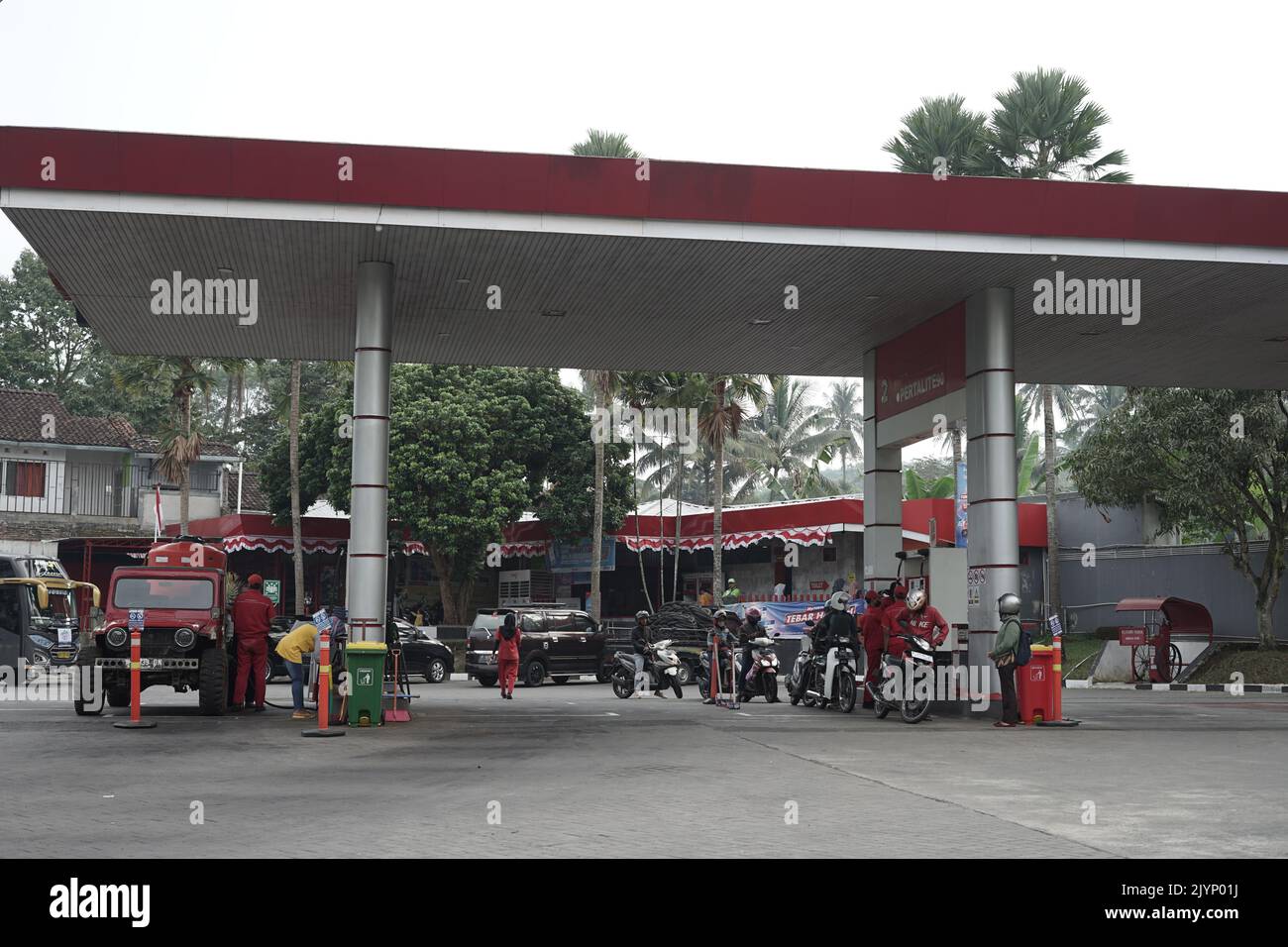 Semarang, Indonesia September 3, 2022 Residents refuelling the