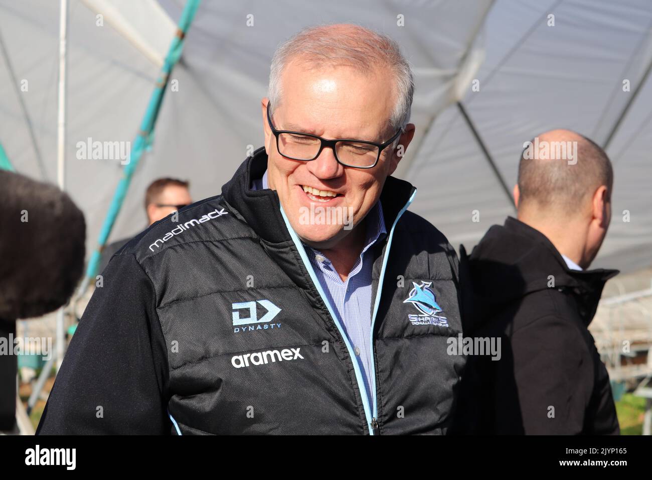 Prime Minister Scott Morrison is seen during a tour of Hillwood Berry