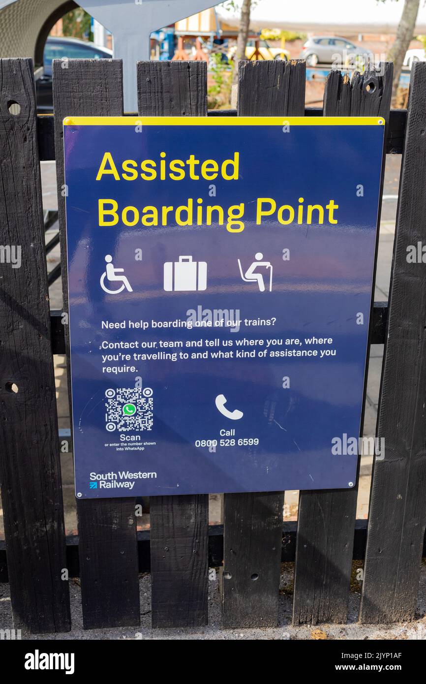 Assisted Boarding Point at Lymington Town train station, Hampshire, England Stock Photo