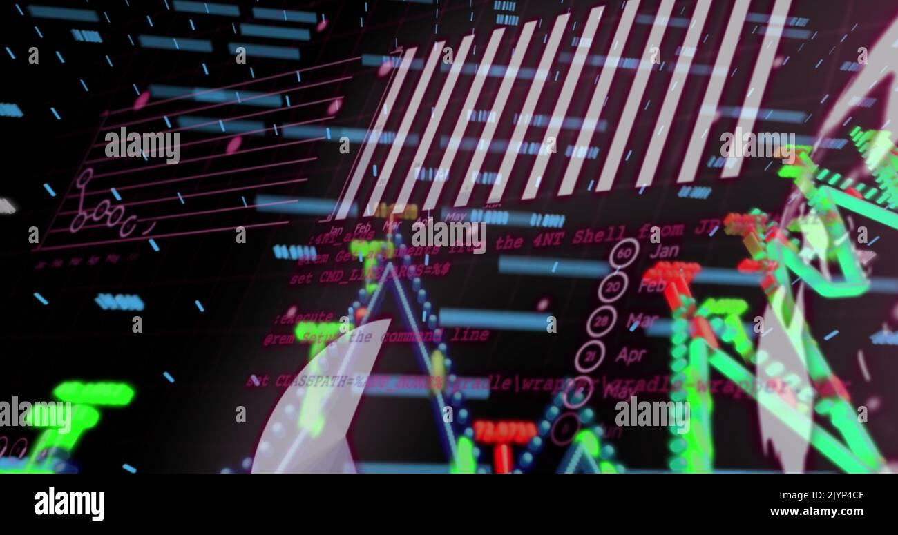 Image of digital data processing over clack background Stock Photo - Alamy