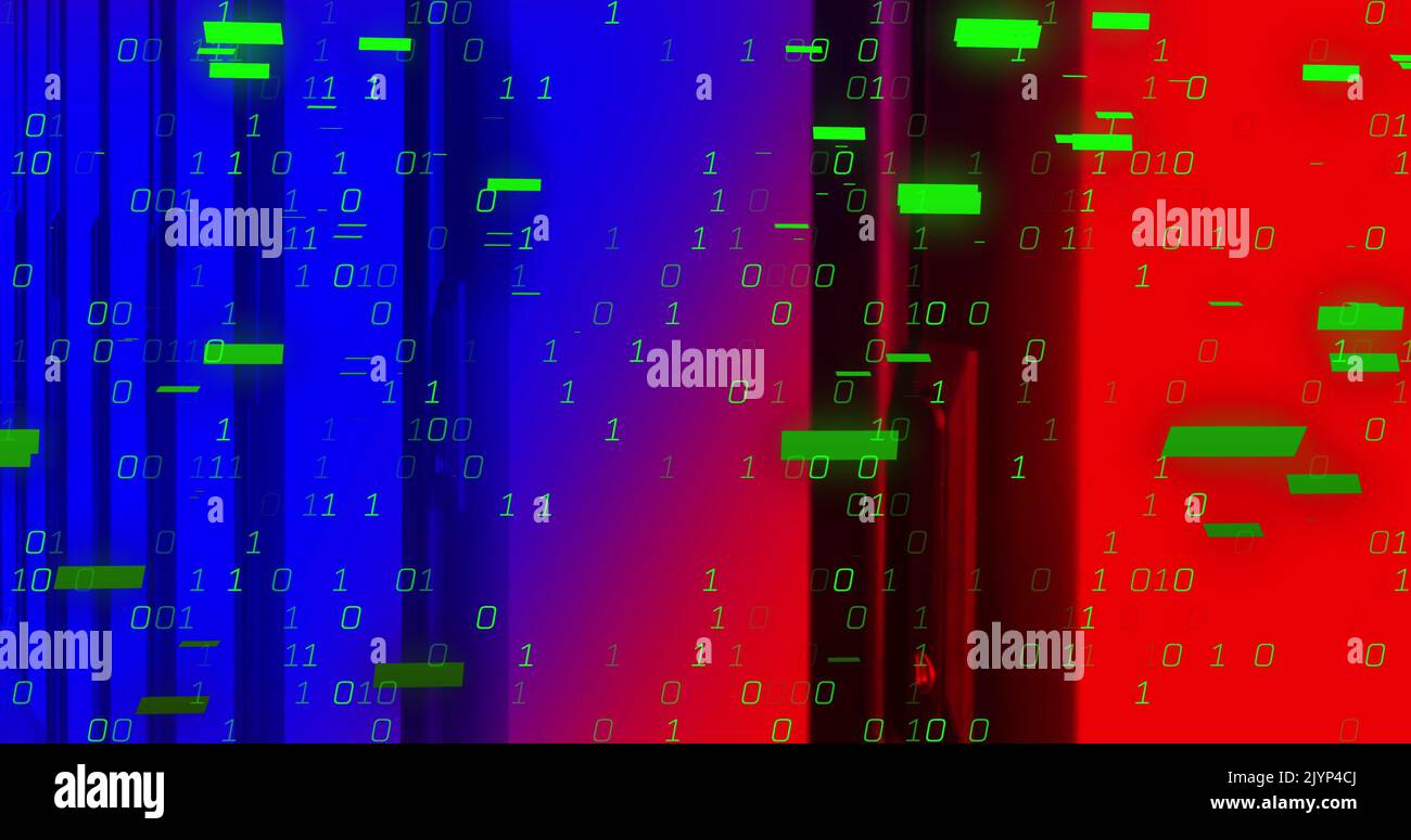 Image of digital data processing over colourful background Stock Photo ...