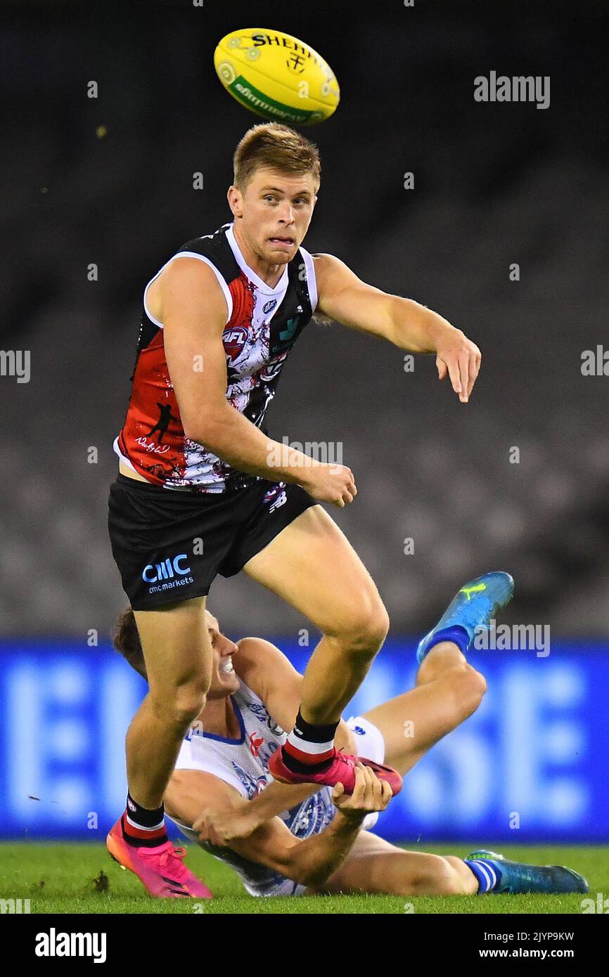 Sebastian Ross of St Kilda in action during the Round 11 AFL match between the St Kilda Saints