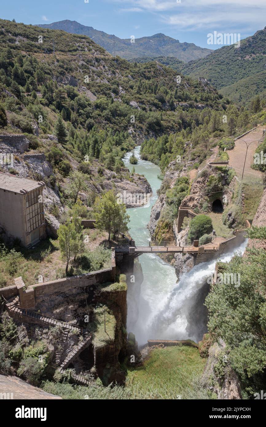Spillway of the La Pena reservoir, Aragon, Spain Stock Photo