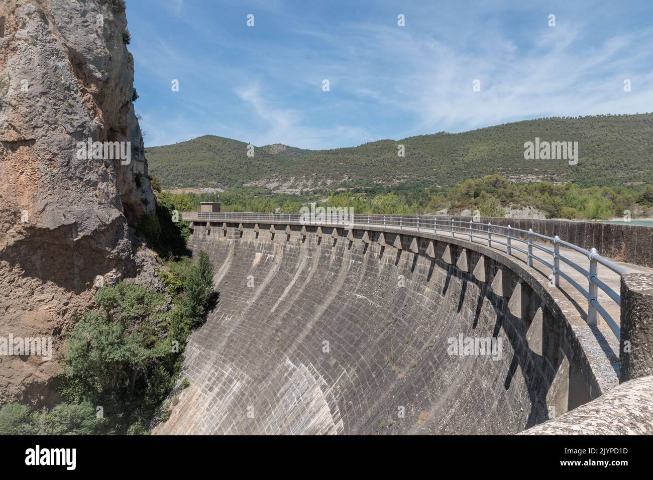 Dam of the La Pena reservoir, Aragon, Spain Stock Photo