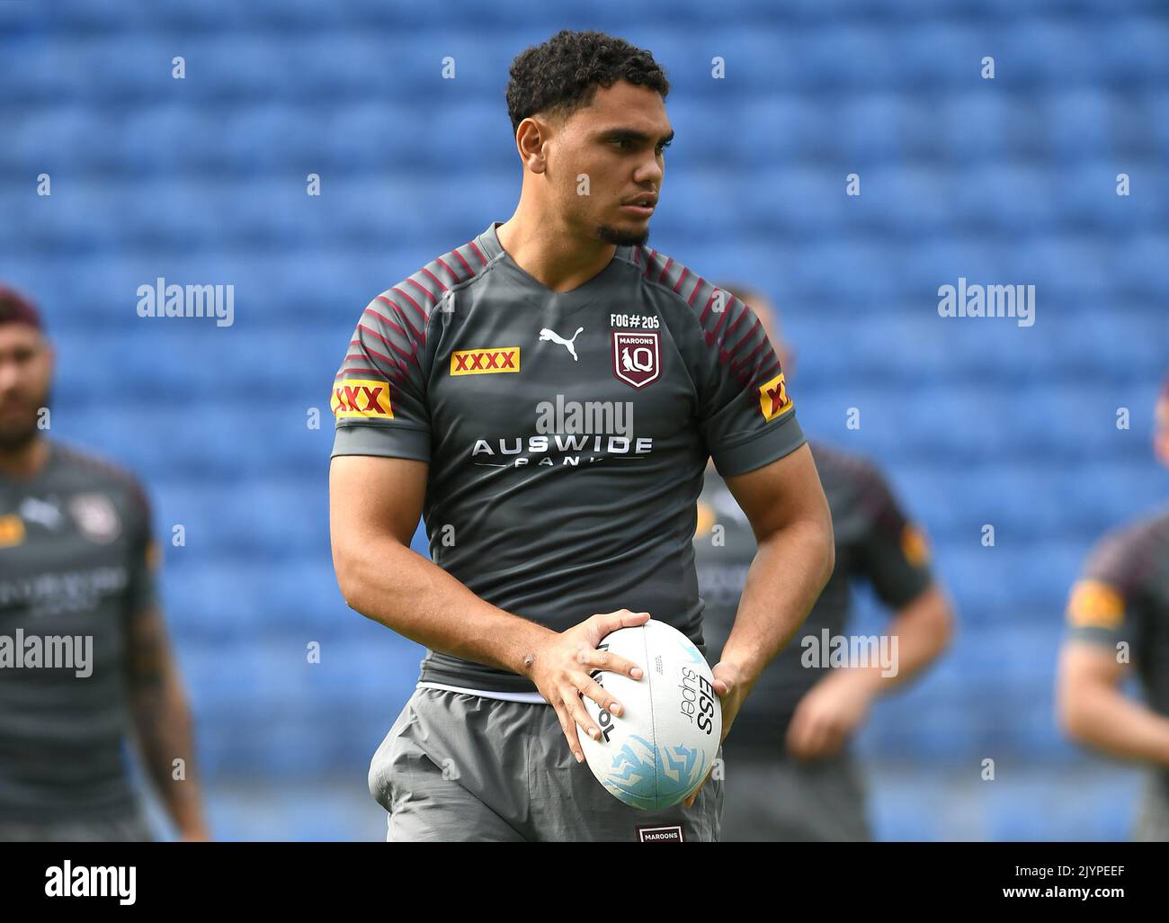 Xavier Coates is seen during a Queensland Maroons State of Origin team training at Cbus Stadium Xavier Coates is seen during a Queensland Maroons State of Origin team training at Cbus Stadium