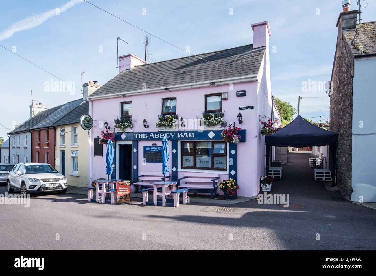 The Abbey Bar in Rosscarbery serves both  food & drink, (County Cork, South-West Ireland). Stock Photo