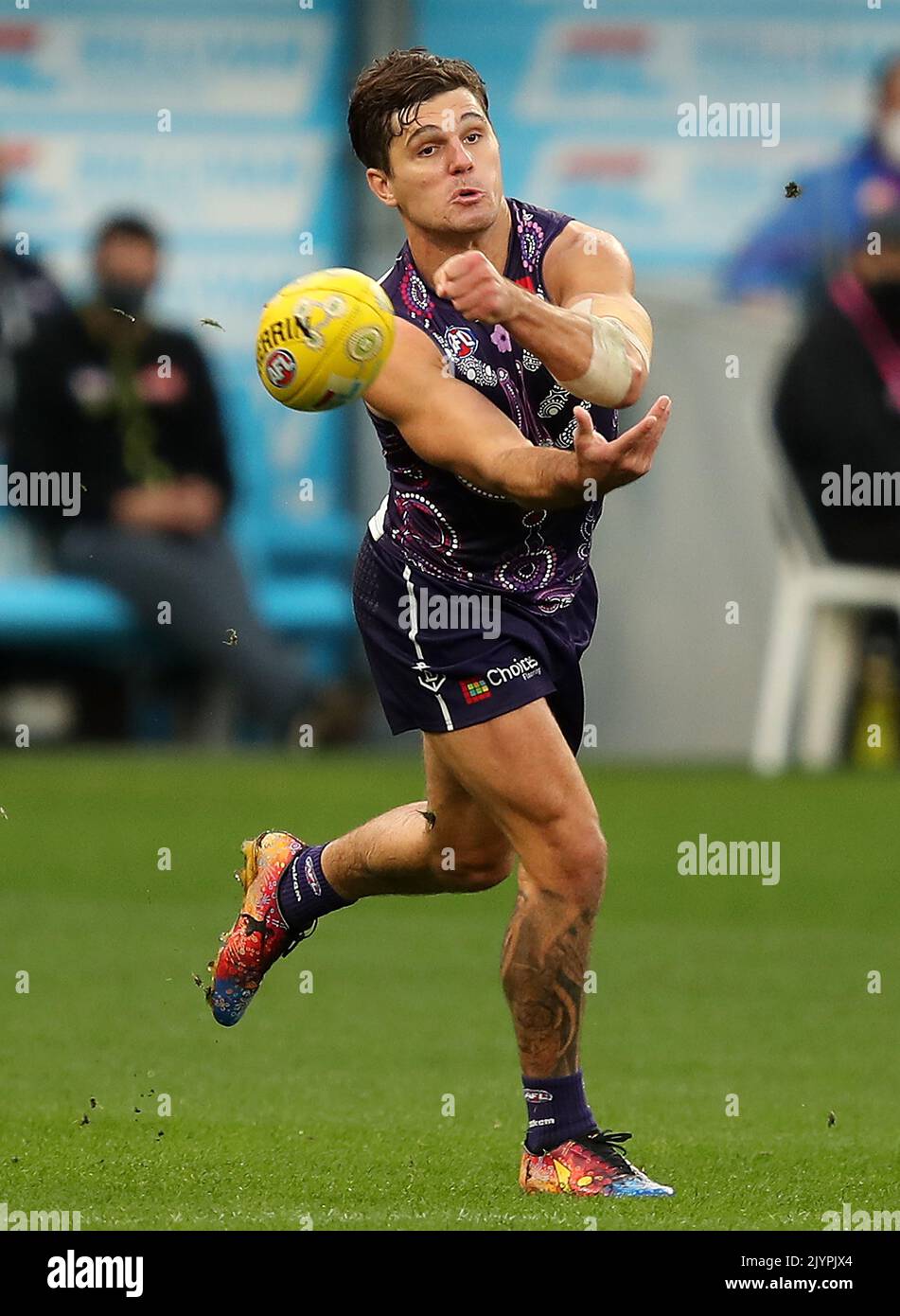 Nathan Wilson of the Dockers in action during the Round 12 AFL match ...
