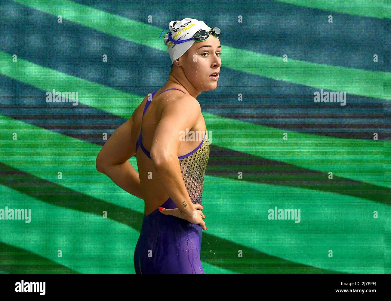 Brianna Throssell is seen after swimming in the Women’s 100m Butterfly