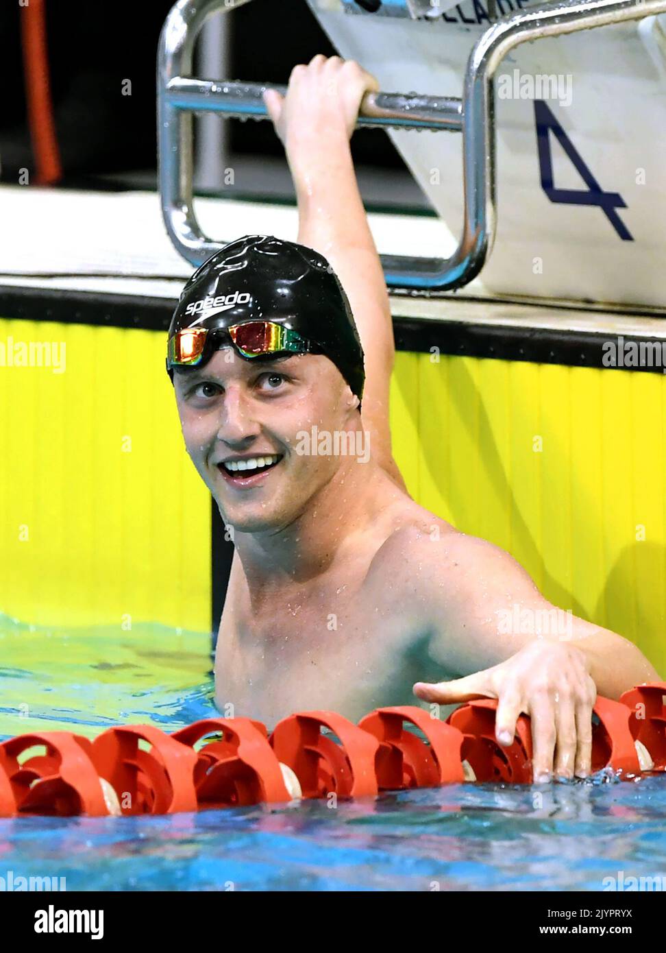 Elijah Winnington reacts after winning the Men’s 400m Freestyle Final